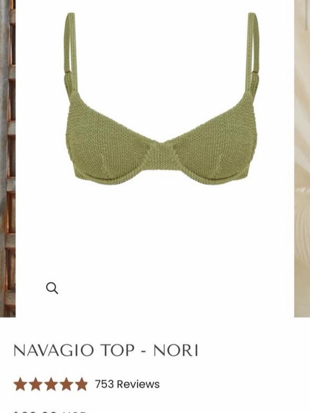 Somerfield Swim Navagio Top in Nori Olive
